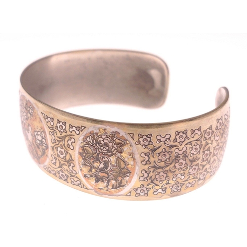 97 - A REED & BARTON Damascene collection 24ct gold electroplate, silver, copper and bronze bracelet ... 