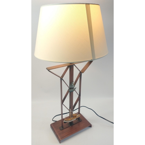 108 - A table lamp with a nautical theme with a faux wood base and stem standing approx 60cm high#108