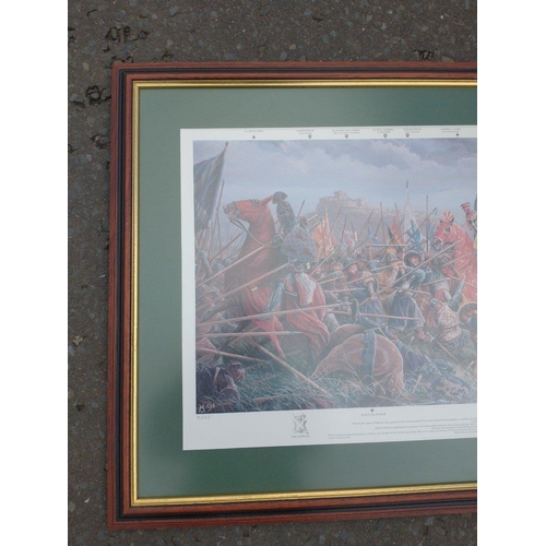 11 - A large emotive print of the BATTLE OF BANNOCKBURN signed in pencil by MARK CHURMS, frame size 103x5... 