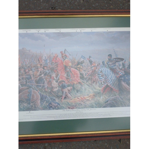 11 - A large emotive print of the BATTLE OF BANNOCKBURN signed in pencil by MARK CHURMS, frame size 103x5... 