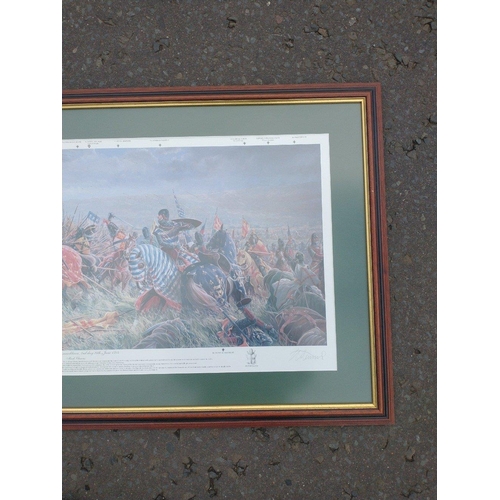 11 - A large emotive print of the BATTLE OF BANNOCKBURN signed in pencil by MARK CHURMS, frame size 103x5... 