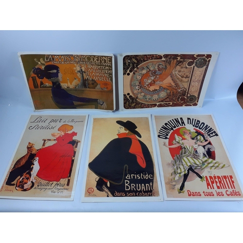 114 - A collection of four modern French Cafe style prints and one other deco style image.  Each 43 x 30cm... 