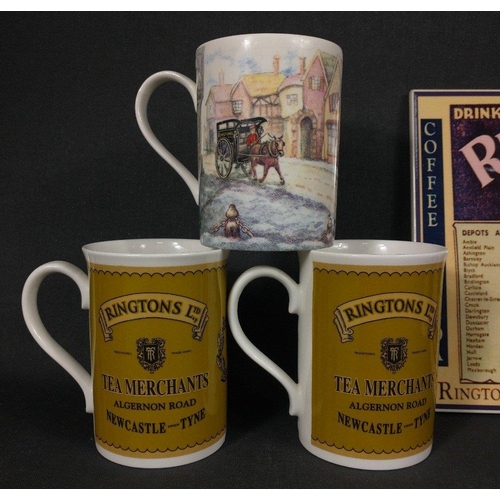 18 - Four large RINGTON'S collector mugs, some by WADE from 1920s, 1950s, 1960s, 1980s, plus 2 smaller Ri... 