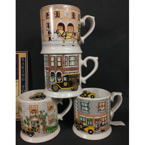 18 - Four large RINGTON'S collector mugs, some by WADE from 1920s, 1950s, 1960s, 1980s, plus 2 smaller Ri... 