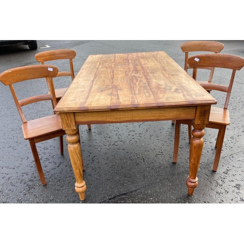 235 - A BEAUTIFUL INDIAN  'Sheesham' hardwood dining table, and four teak dining chairs - dimensions 2m x ... 