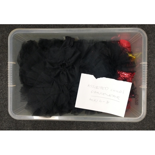 244 - Children's assorted dancewear in black and scarlet, ages 4-8 approx in a handy underbed storage box
... 