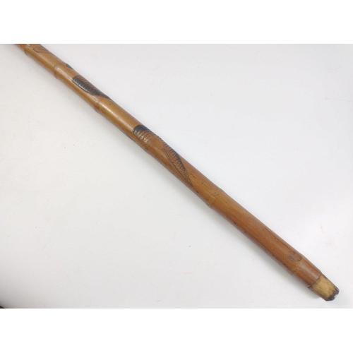 25 - UNUSUAL carved wood walking stick 89cm long#25