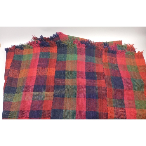 258 - SEEING IS BELIEVING! A hand-woven woollen blanket from Kurdistan in cheerful shades of cerise and bu... 