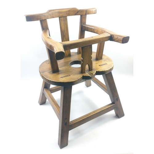 265 - BEAUTIFUL! Chinese inspired wooden hand-carved mortice tenon joints child's chair stands approx 60cm... 