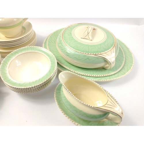 293 - A part NEWHALL tea set to include 6 teacups, 6 saucers, 6 side plates, a milk jug and sugar bowl plu... 