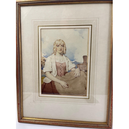 328 - 'PORTRAIT OF A HIGHLAND LASS' by KENNETH MacLEAY ARSA RSW 1802-1878 original watercolour signed and ... 