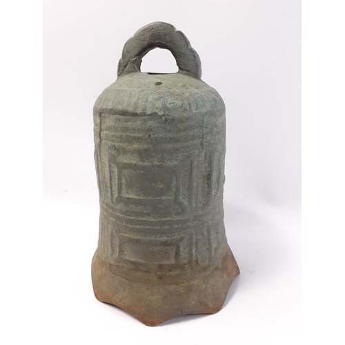 345 - Oriental / Chinese Bronze style bell (17cm high). Gross weight 861g approx#345