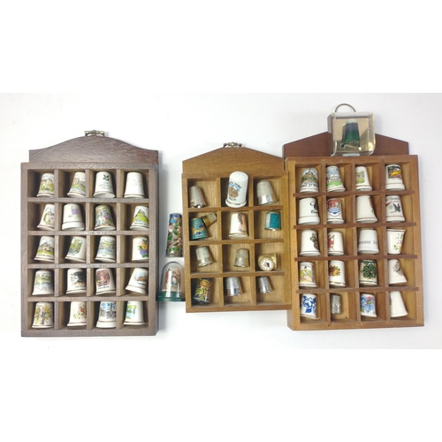 367 - 3 small wall mounted displays full of THIMBLES#367