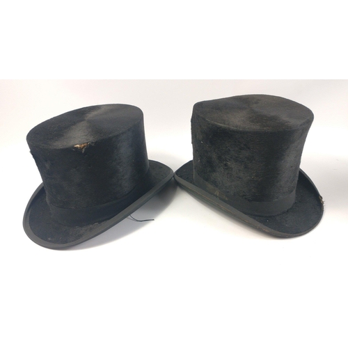 370 - Two BOWLER hats and two TOP hats by various makers each of the hats has some small amount of damage#... 