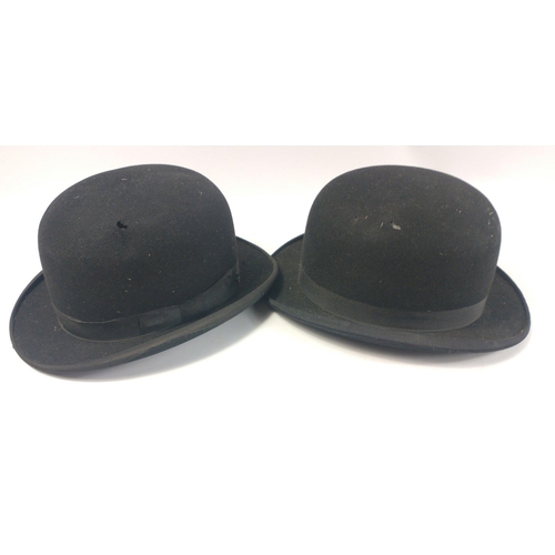 370 - Two BOWLER hats and two TOP hats by various makers each of the hats has some small amount of damage#... 