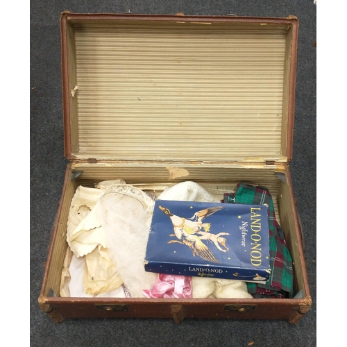 374 - A dressing-up trunk, 76x52x35cm, complete with vintage dressing up clothes including kilts, velvet w... 