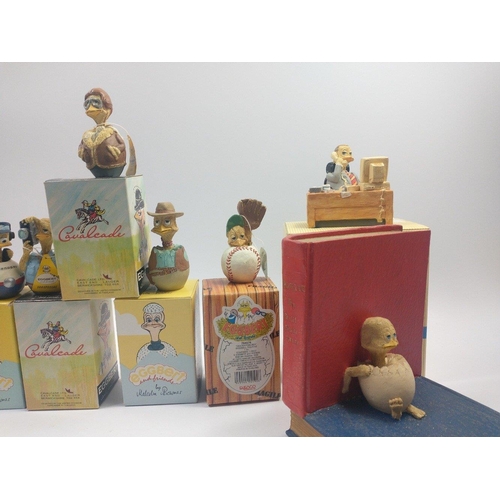 378 - EGGBERTS by MALCOLMBOWMER including some special editions - an Eggbert & I bookend signed by Mal... 