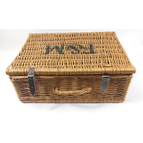 390 - A small FORTNUM & MASON cane picnic basket or hamper 46cm x 34cm x 18cm#390