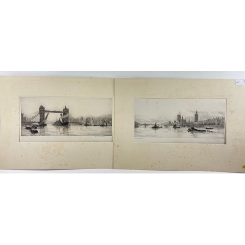 70 - OF THE HIGHEST QUALITY! 
Pair of Victorian ETCHINGS by FRANK HARDING ' Tower Bridge' and the other '... 