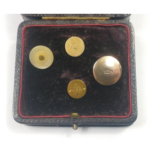 19 - A small vintage jewellery box from JOHN H STORER of Glasgow containing a small pair of yellow metal ... 