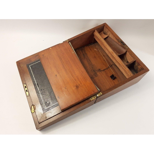 102 - Antique wooden writing box bereft of contents but a super useable item or a nice winter project to r... 