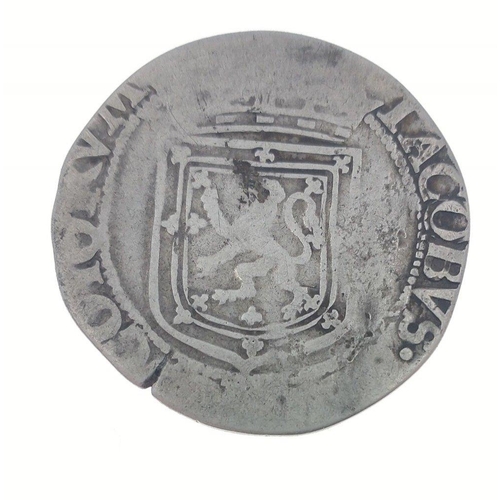 105 - SCOTLAND, silver coinage JAMES VI 1602 SILVER THISTLE MERK, weighs 5.89g Diameter 32mm.  Clear date ... 