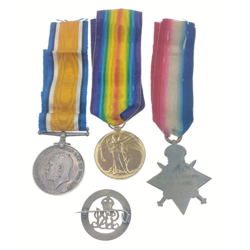 132 - WWI Medal Trio 1914/15 Star, British War Medal and Victory Medal to 9087 Pte. S.E. Brown Rifle Briga... 