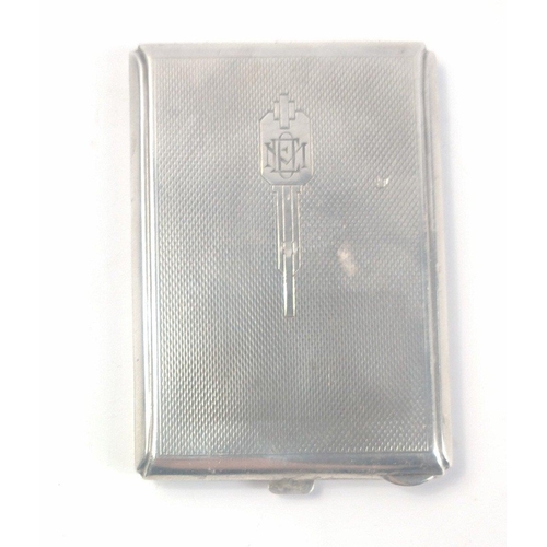 175 - A small ladies monogrammed compact, silver hallmarked, Birmingham 1946, with mirror (8x5cm approx) w... 