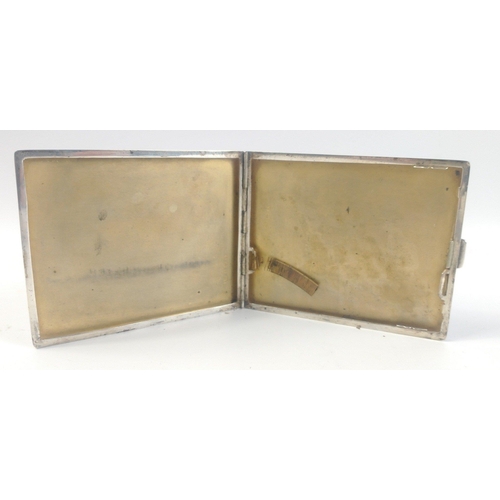 177 - A monogrammed silver hallmarked cigarette case, Birmingham 1932, 10x8cm approx weight 134g#177