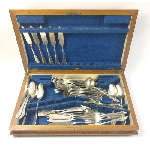 198 - An attractive and useful vintage cutlery box with a quantity of GERMAN WMF silver plated flatware. A... 