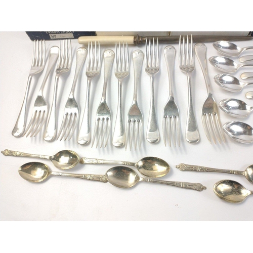 205 - A collection of flatware to include two box sets of VINERS knives, twelve EPNS forks, twelve ordinar... 