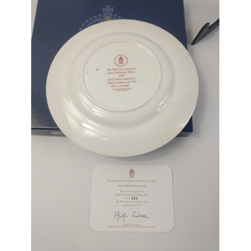 245 - A boxed limited edition (248 of 1750) ROYAL CROWN DERBY Christmas plate 1999 signed by Hugh Gibson#2... 