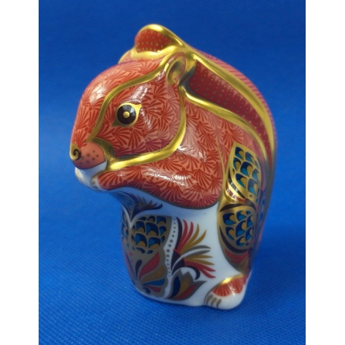 248 - ROYAL CROWN DERBY squirrel paperweight Merry Christmas 2002 with gold stopper signed by CHERYL HALLA... 