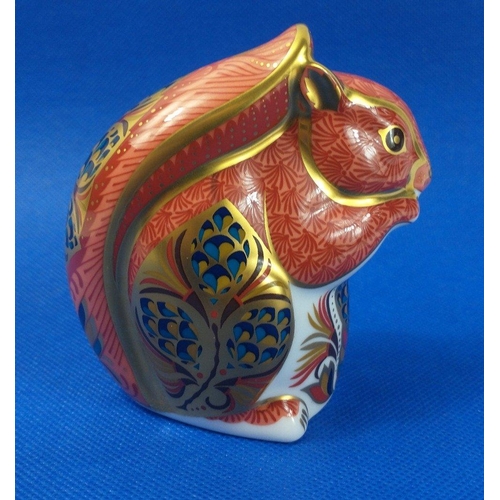 248 - ROYAL CROWN DERBY squirrel paperweight Merry Christmas 2002 with gold stopper signed by CHERYL HALLA... 