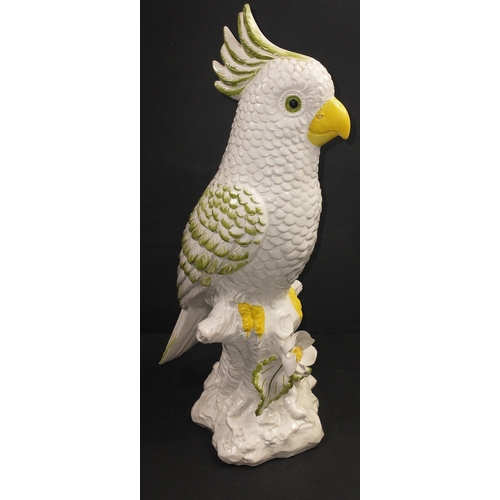 259 - A large Italian cockatoo standing 38cm tall approx, 2 tiny chips to crest  and one to base of tail -... 