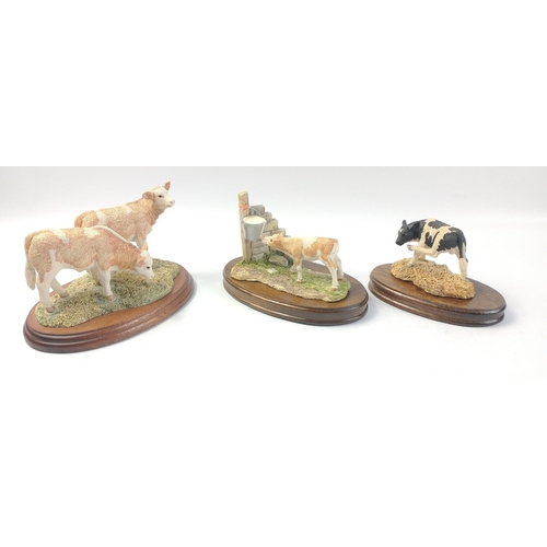 296 - Three BORDER FINE ARTS models, all original Scottish made items to include a pair of Simmental Calve... 