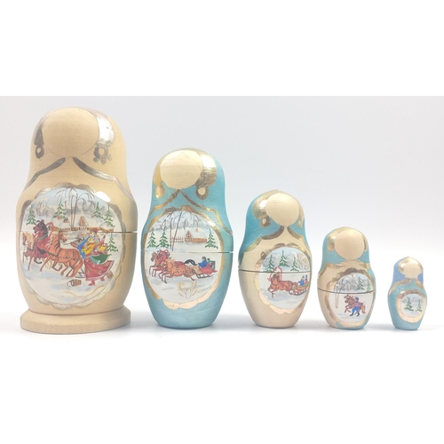 319 - A five piece wooden matryoshka stacking doll#319