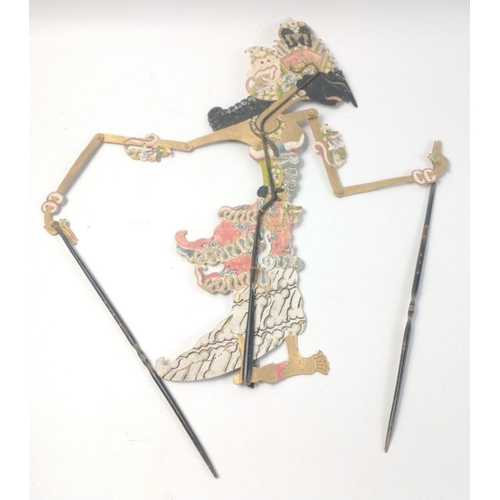 326 - A hand-painted double-sided leather Indonesian Wayang Kulit shadow puppet, approx 40cm tall#326