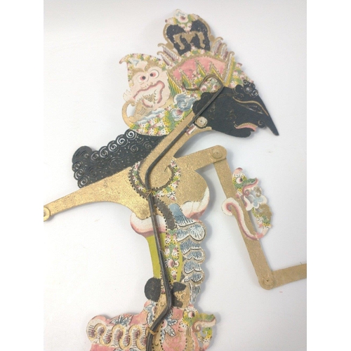 326 - A hand-painted double-sided leather Indonesian Wayang Kulit shadow puppet, approx 40cm tall#326