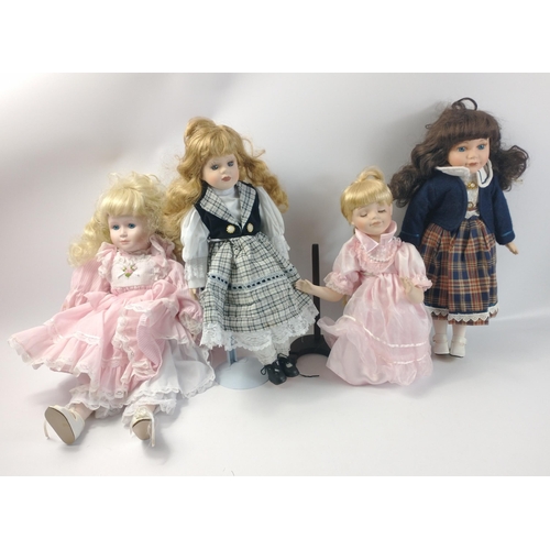 329 - Four porcelain dolls including a Cindy M McClure (2776D) 1988 Edwin M Knowles 45cm tall approx with ... 