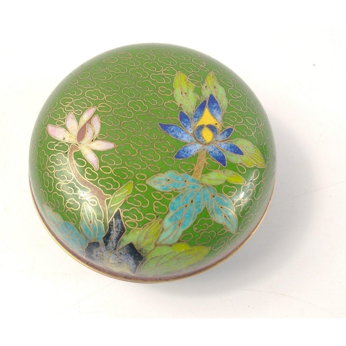 421 - An attractive cloisonne trinket dish with floral design with enamelled inner diameter 7cm approx#421... 