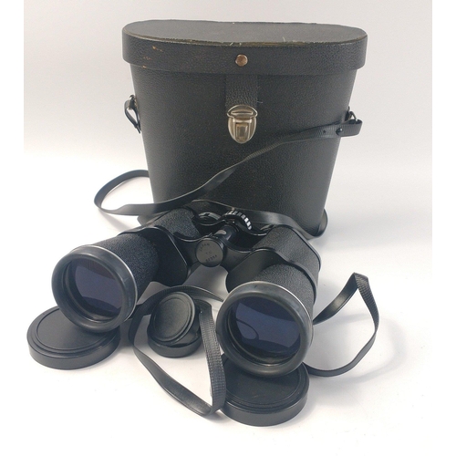 430 - A pair of BOOTS 10x50 binoculars in case with lens caps, wide angle 7D, 122m/1000m#430