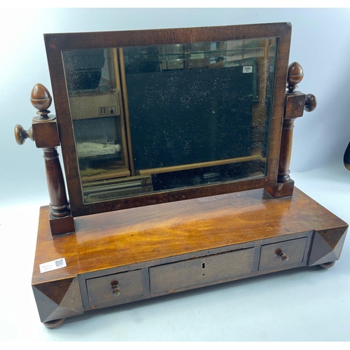 A Victorian mahogany dressing table swivel mirror top stand with 3