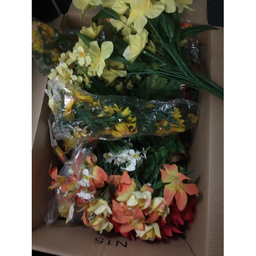 708 - A large box of silk flowers suitable for every season of the year including everlasting poinsettias ... 