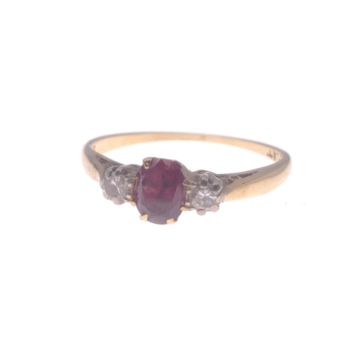 8 - A ruby and DIAMOND(tested) set ring 18ct set platinum gross weight 2.28g approx ring size M#8