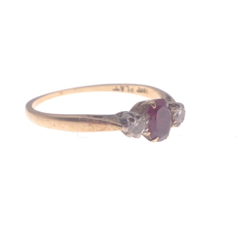 8 - A ruby and DIAMOND(tested) set ring 18ct set platinum gross weight 2.28g approx ring size M#8