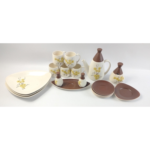 225 - CARLTON WARE  part coffee set stylish with rather pretty floral branch pattern and cream and brown c... 