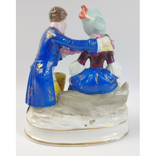 278 - A porcelain couple figurine with Chelsea Gold anchor stamp standing approx 18cm tall, no visible dam... 