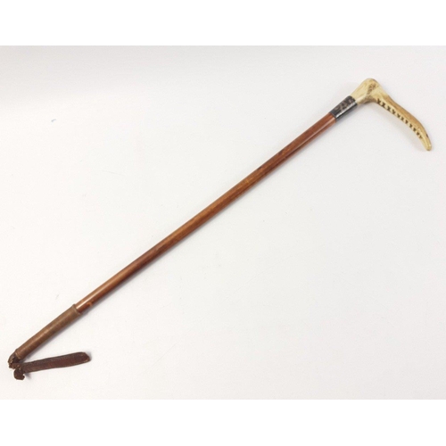 378 - GALASHIELS BRAW LADS interest,  a silver collared cane riding crop with inscription ''Presented to M... 