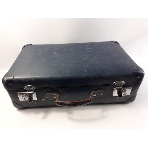 492 - A vintage navy blue GLOBETROTTER suitcase in good, clean condition 55x32x19cm approx#170